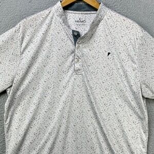 PRIMO Mens XL Shirt Golf Polo White Speckled Short Sleeve Blade Collar Rugby
